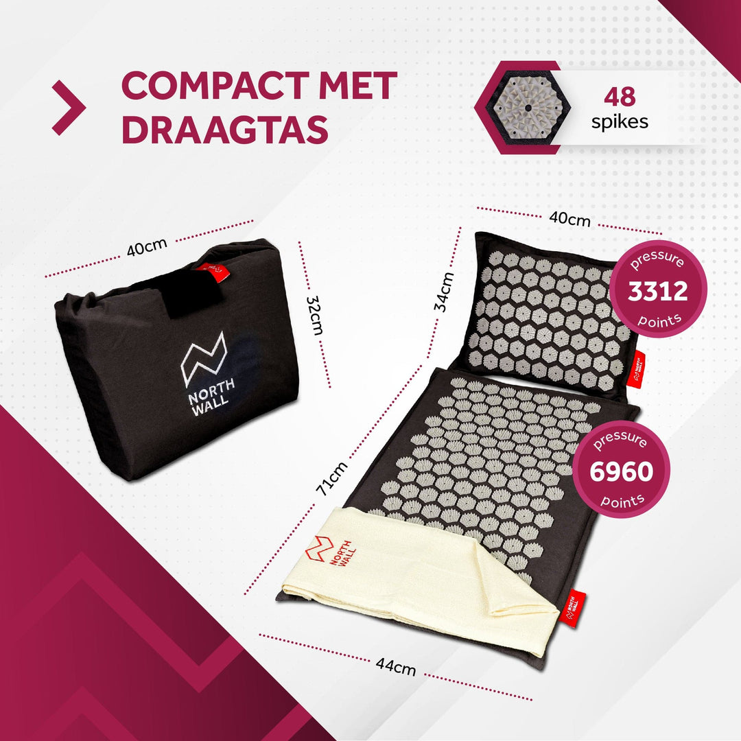 Afmetingen van de zwarte Northwall spijkermat en spijkerkussen