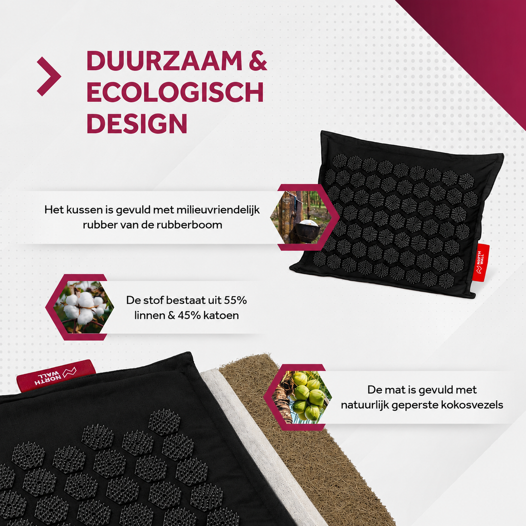 Northwall spijkermat &amp; kussen - Zwart